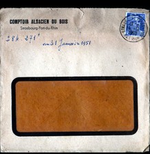 STRASBOURG (67) ALSATIAN WOOD COUNTER / Business Envelope travelled 1951