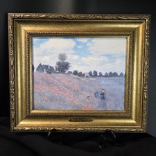 Claude Monet Poppies Framed Oil On Canvas Reproduction 11 x 13 Inches