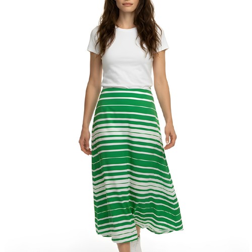 Maxi jupe rayée verte - , et