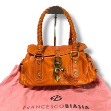 FRANCESCO BIASIA Braided Handle Leather Handbag Brown Women's Top Handle Bag