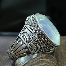 wow 925 Sterling Silver Men's Ring natural clear dur najaf stone درالنجف الصافي
