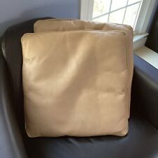 2 Real Italia 100% Leather Square Zip Pillows With Insert 20 X 20 Light Brown