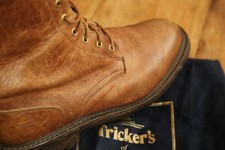 Tricker's Tan Brown Leather Derby Boots Shoes Mens UK 9 US 10 EU 43