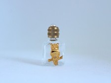 3.6 cm. Empty Perfume Miniature, Clear Glass Bottle Owl Decor