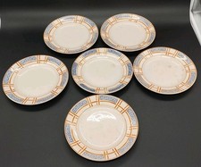 6 Longwy Flat Plates - Yellow Carmen Model - Art Deco 