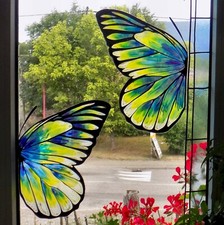WICOART WINDOW STICKER CLING ART DECO VITRAIL DECAL CORNERS 2 AILES DE PAPILLONS