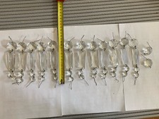 12 Anciennes Pampilles Verre / Cristal ? Lustre Ancien