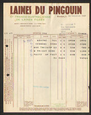 ROUBAIX (59) Franco-Australian KNITTING WOOL "PENGUIN WOOL" in 1937