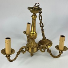 Vintage French 3 Arm Regency Style Ceiling Light Chandelier Stamped Bronze