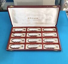 12 Knife Holders ERCUIS Silver Metal Floral Decor Cutlery Table Service 10.5