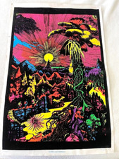 Vintage Velvet 1970 Black Light flocked fuzzy Poster LOST HORIZON ULTRAVIOLET