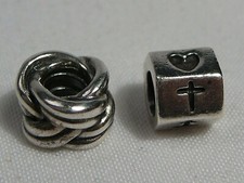 2 PANDORA Argent Sterling 925 Ale Breloque : Tissage & Croix / Coeur / Ancre. #3