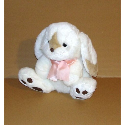 Doudou lapin blanc assis - lapin,