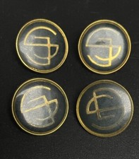4 ART DECO Costume Buttons Gold Harbour on Navy Blue Background 20mm