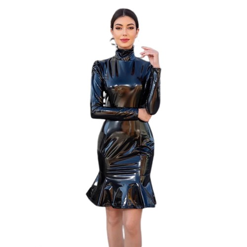 Robe cuir col - robe, à