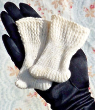 OLD PAIR OF ANTIQUE KNITTED COTTON DOLL socks
