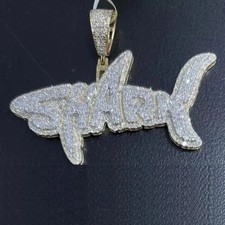 3.10Ct Round Cut Real Moissanite Customize Shark Pendant 14K Yellow Gold Plated