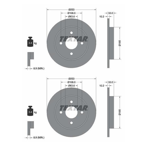 Textar 92088403 disque de - 2x,