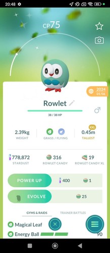 Rowlet shiny xxl registred or - rowlet,