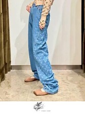 Marine serre denim trousers j loose pants