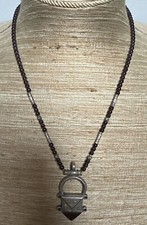 Collier Pendentif Touareg Avec Pierre Rouge En Argent Massif 