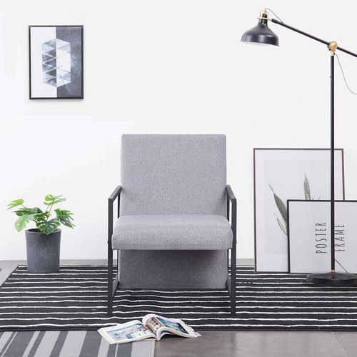 Fauteuil gris clair tissu - fauteuil,