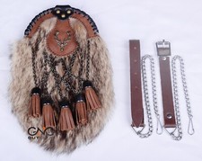 Kilt Sporran En Cuir Marron Avec Tête De Cerf - 5 Franges