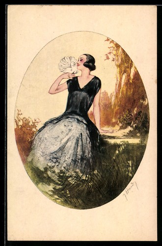 Art déco femme élégante - art, à