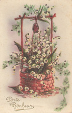 CP ILLUSTREEN PAILLETTES PORTE BONHEUR PUITS MUGUET - 43394