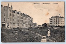 Värmland County Sweden Postcard Karlstad Herrhagen Square c1910 Posted Antique