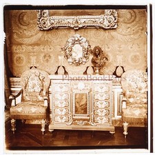 FRANCE Versailles Castle Furniture c1910 Photo Vintage Stereo Glass Plate