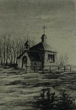 Vintage Charcoal Drawing of Baraque Michel in Hohen Venn Signed Fr. Lerch