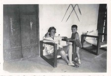OLD GUIANA PHOTO ~1950 AROUND OYAPOCK MOM HER SON & A PARROT