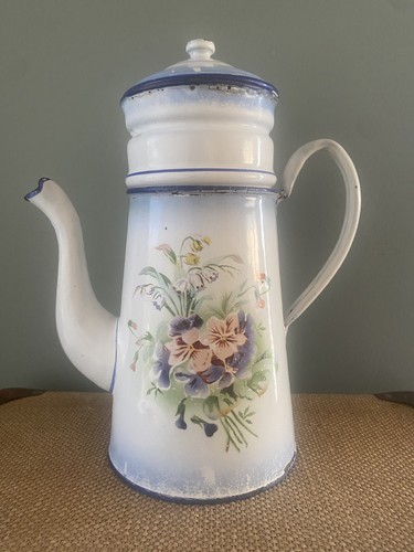 Cafetière émaillée pensées