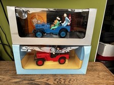 Both Tintin hapex Jeeps with 6 Figures 1/18 A Very Rare Pair