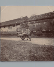 China, Beijing, Man and a Wheelbarrow, Vintage Print, ca.1890 Print D&#039;ep
