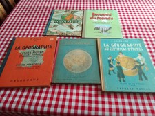 lot de 5 livres scolaires anciens de géographie