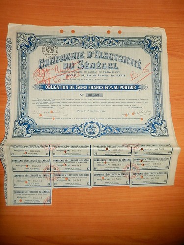 Ancienne obligation 500f - 500f, 6%