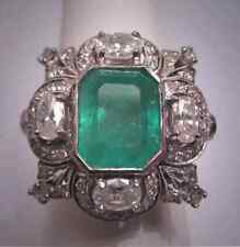 3 Ct Emerald Vintage Art Deco Five Stone Cocktail Wedding Ring 14K White Gold FN