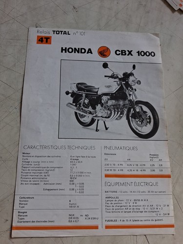 Honda cbx1000 1000 - 1000, fiche
