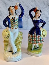 Antique Staffordshire Pair Ben Backstay and Girl Dancing Figure c. 1850