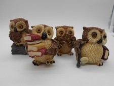 02) MAGNIFICENT LOT OF 4 RESIN OWL OWLS ITALY FIGURES?