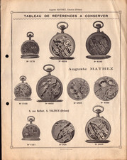 VALENCIA (26) WATCHMAKING / WATCHES pocket "Auguste MATHEZ" leaflet poster in 1919