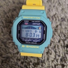 Casio G Shock GRX 5600SRF Green Yellow Solar Tide Graph Watch Rare