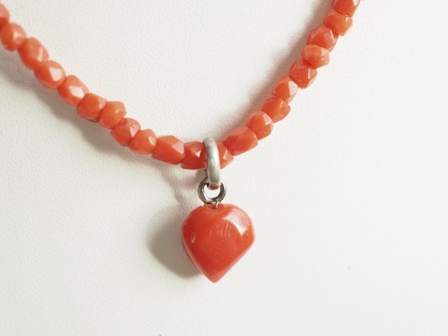 Collier ancien corail - collier, rouge