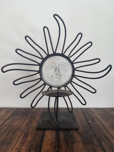 Bougeoir métal soleil - , visage