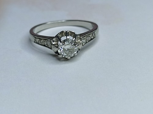 Bague platine diamant centrale - platine,