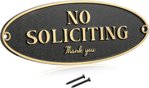 Brass soliciting sign for - sign,