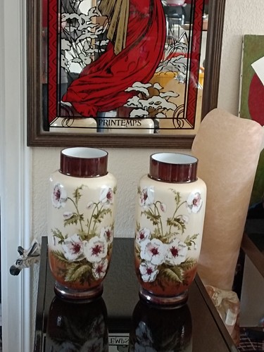 Paire vases opaline aux - vases,