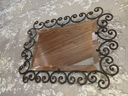 Miroir fer forgé ancien - en,